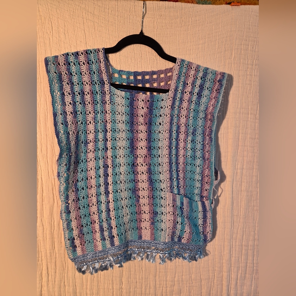 Crochet Striped Sleeveless Top